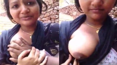 செஞ்சி மலையில் மொலை வெளியெடுத்து காட்டும் பெண்