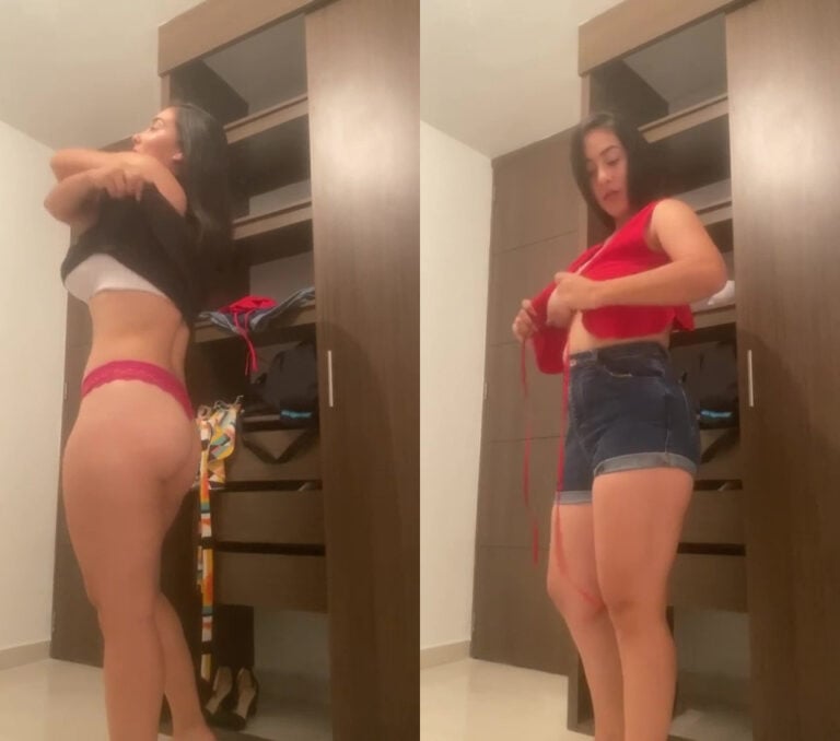 மாடல் பெண் பார்ட்டிக்கு ஆடையை மாற்றும் XXX கிளிப்