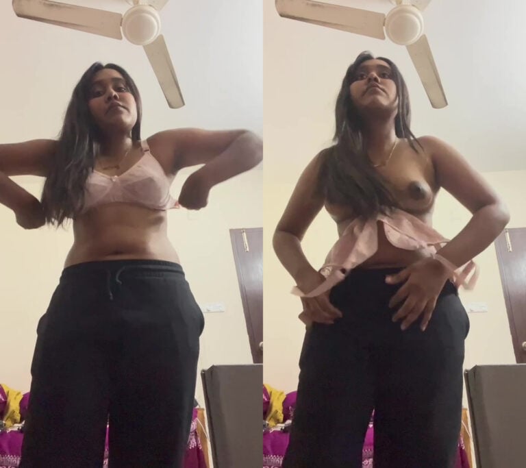 விளையாட்டு வீராங்கனை ப்ராவை கழட்டி மேலாடை அணிகிறாள்